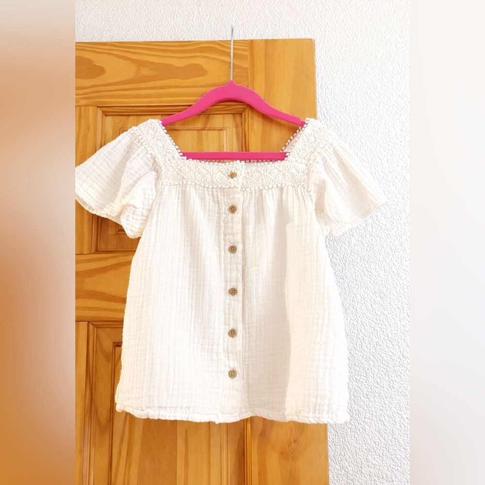 Girls Jumping Beans Cream Textured Top 6. Y.O